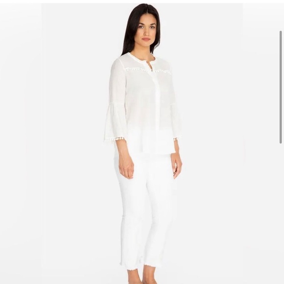 Johnny Was White Embroidered The Cropped Baby Boot Jean Size 31 - Picture 2 of 13